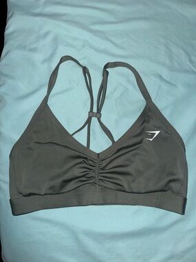 Gymshark Ruched Strappy Sports Bra in Unit Green